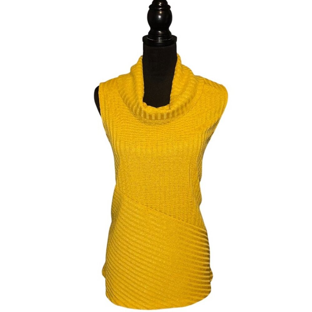 RIBBED DRAPED COWL NECK TOP